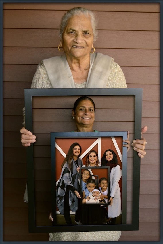 Jasbir Mandair and her four generations of family members. Photo credits to Mandair Farms