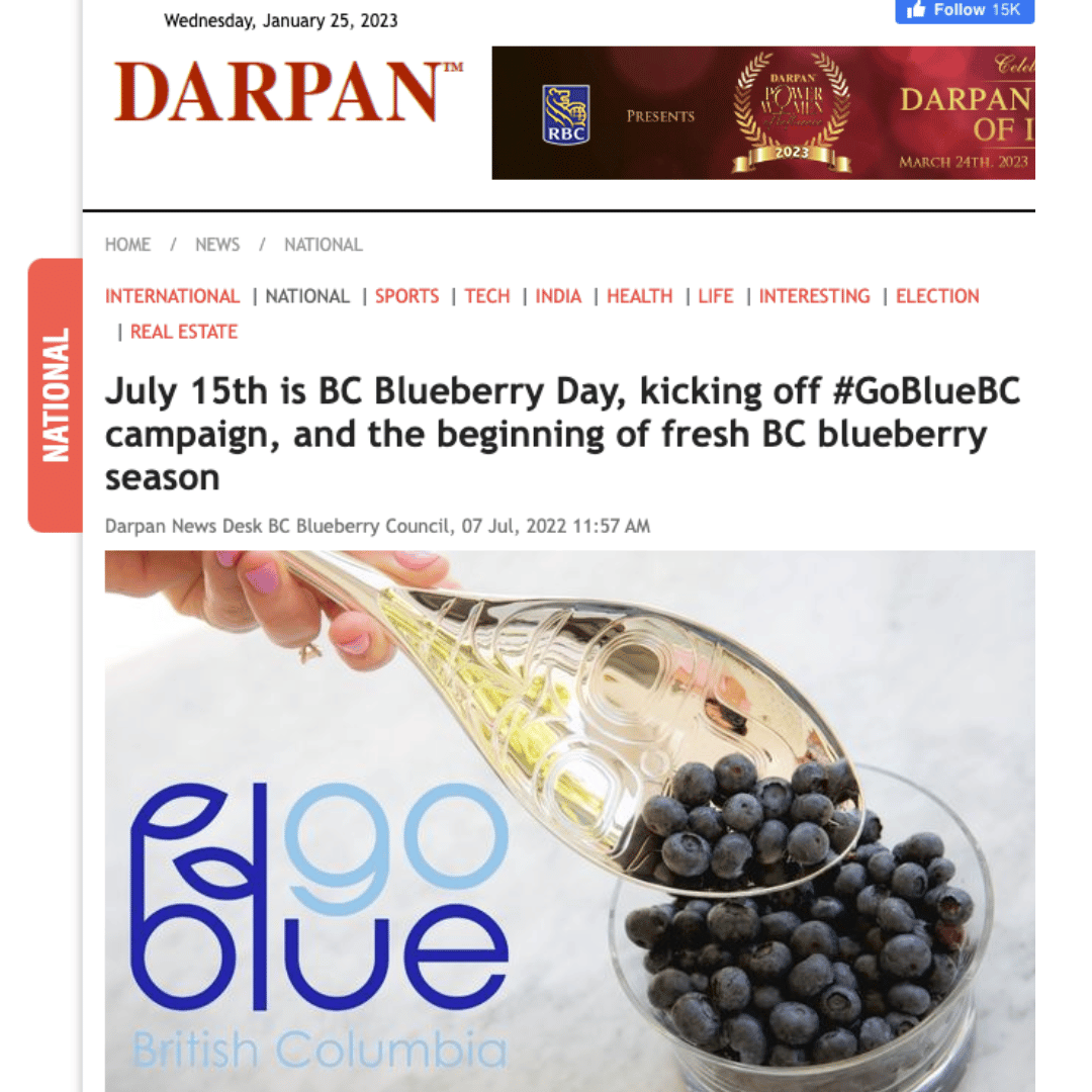 July 15th is BC Blueberry Day