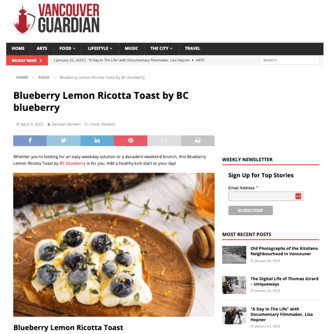 BC blueberries and lemons make the perfect Spring-time pairing