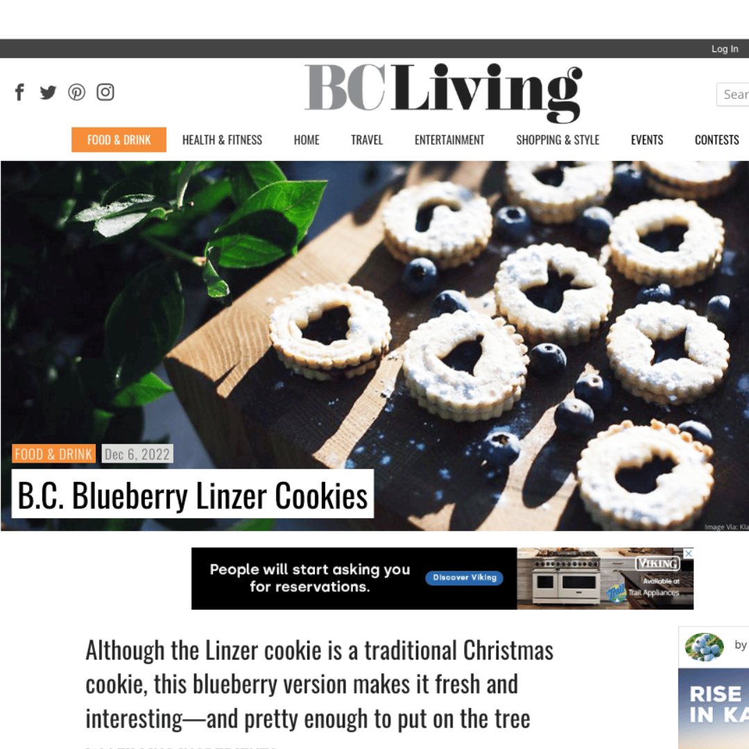 BC blueberry Linzer cookies - a fresh BC blueberry take on a traditional Christmas cookie