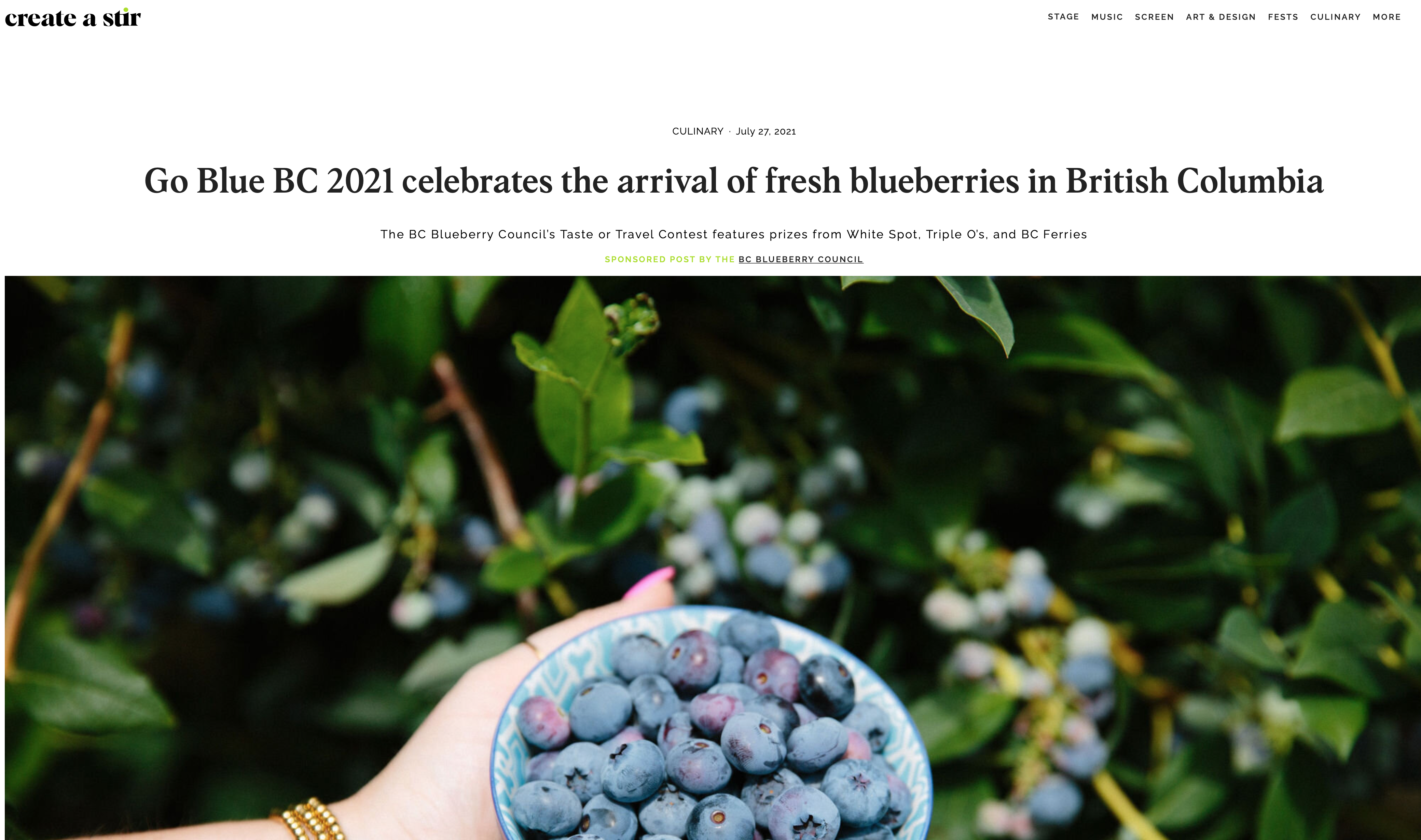 Create A Stir and BC Blueberries. Photo credit Create A Stir. 