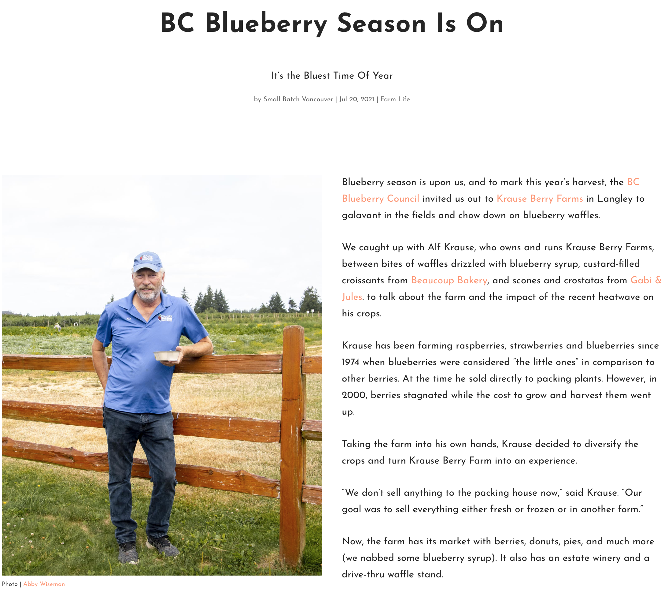 Small Batch and BC Blueberries. Photo credit Small Batch. 