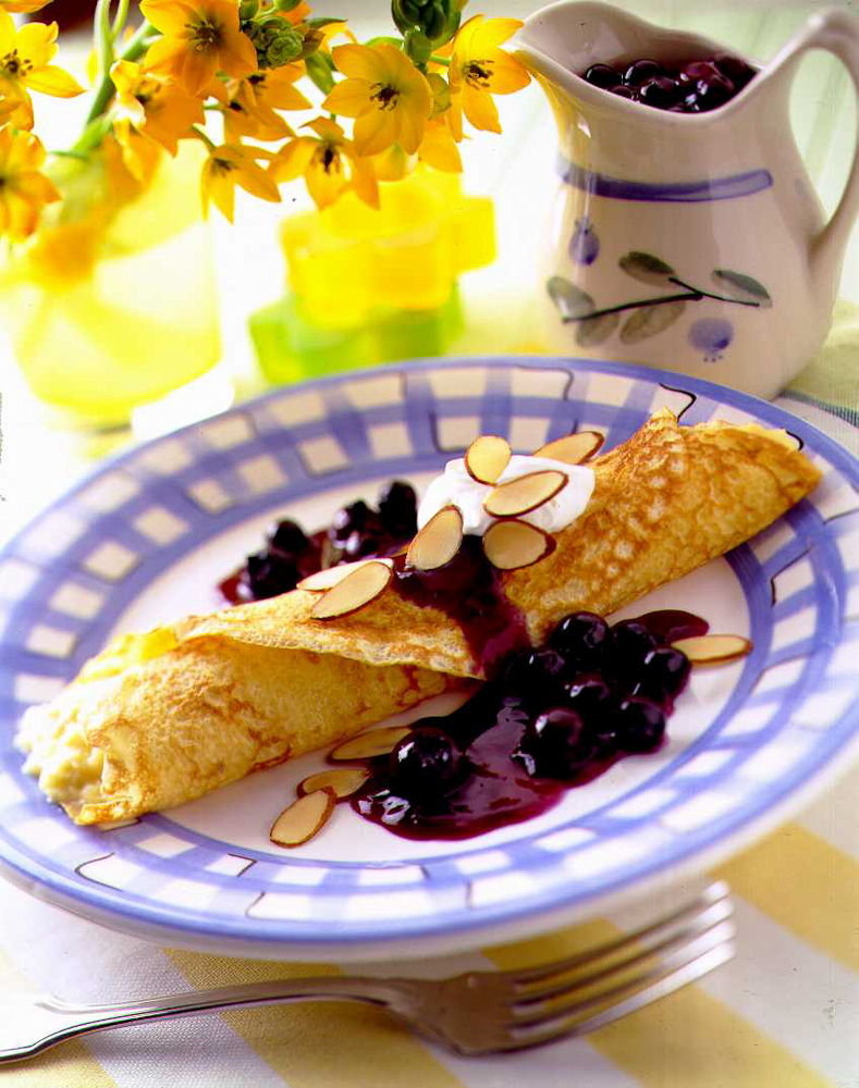 BC Blueberry Almond Crepes. Photo credit: BC Blueberries