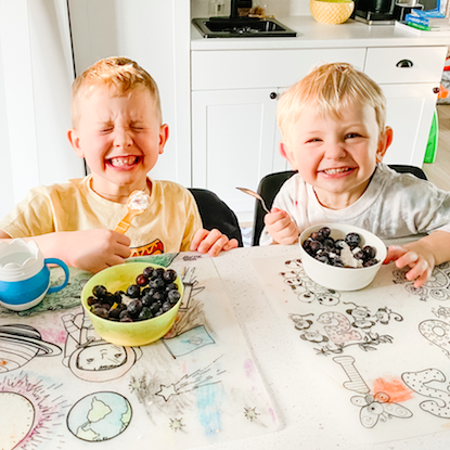blueberry sauce and ice cream - credit @monsterzmama