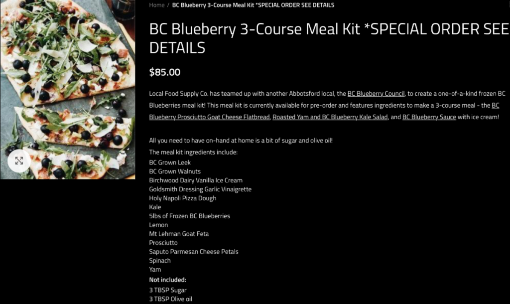 bc blueberries meal kit