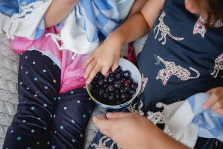 Kids eating frozen BC Blueberries. Photo credit: Rhonda Dent Photography