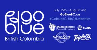 Go Blue BC banner. Photo credit BC Blueberry Council. 