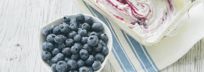 frozen blueberries with ice cream