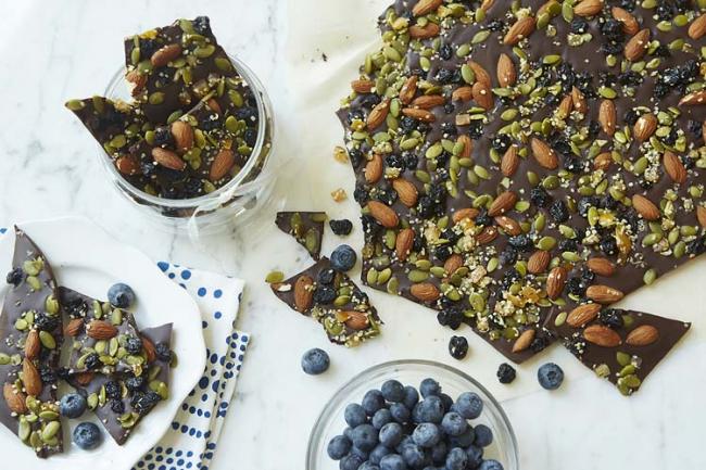 Dark Chocolate Blueberry Nut Bark